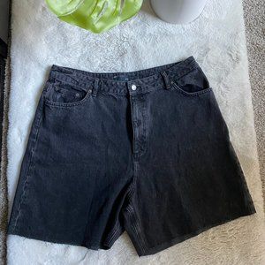 High-Waisted Black Denim Shorts